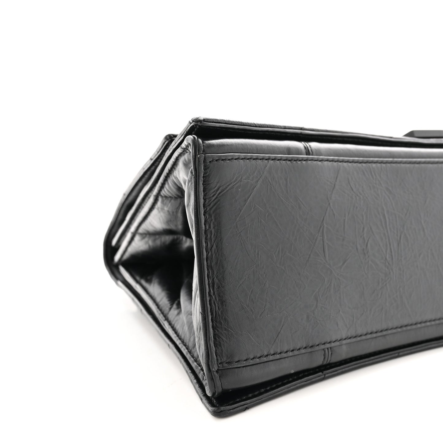 Crushed Calfskin Quilted Matte Black Hardware Medium Crush Chain Bag Black