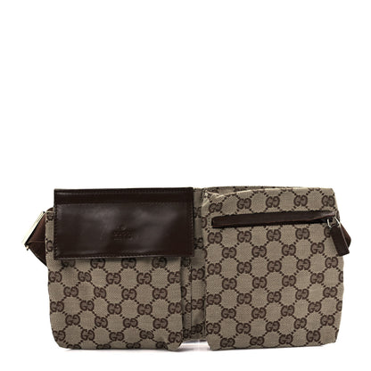 Gucci GG Monogram Double Pocket Belt Bag Dark Brown 1 of 9