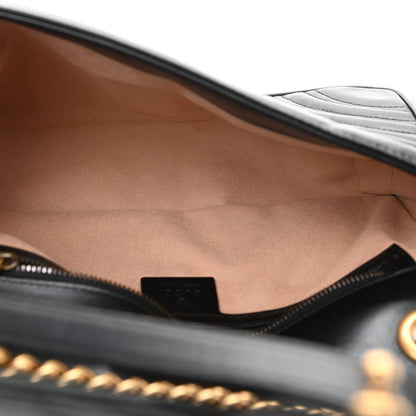 Gucci Calfskin Matelasse Small GG Marmont Shoulder Bag Black 4 of 8