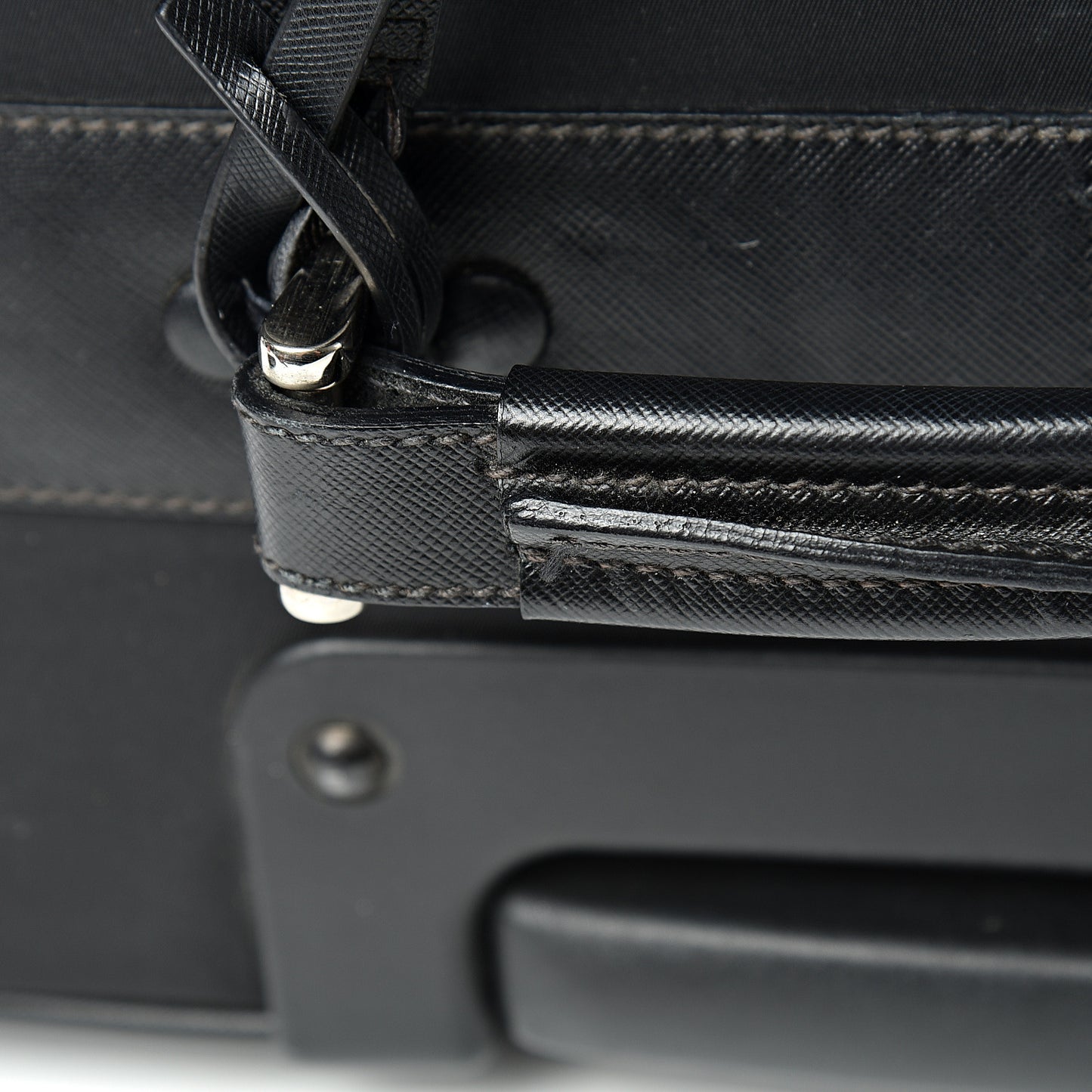 Tessuto Nylon Saffiano Trolley Luggage Black