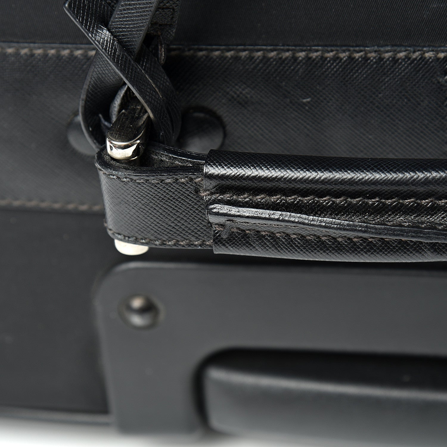 Prada Tessuto Nylon Saffiano Trolley Luggage Black 30 of 32