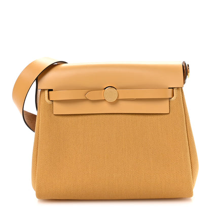 Hermes Military Toile Vache Hunter Herbag Zip Retourne 20 Paille 1 of 11