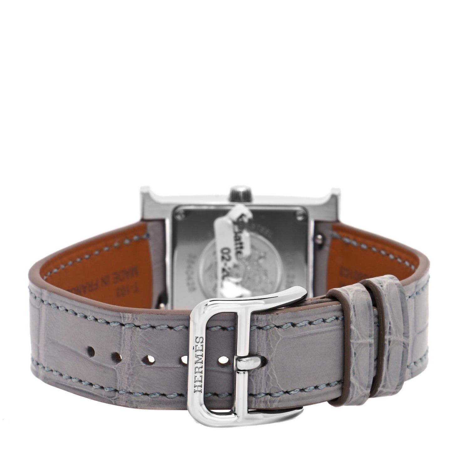 Stainless Steel Alligator Diamond Bezel Mother of Pearl 21mm Heure H Hour Quartz Watch Gris Perle