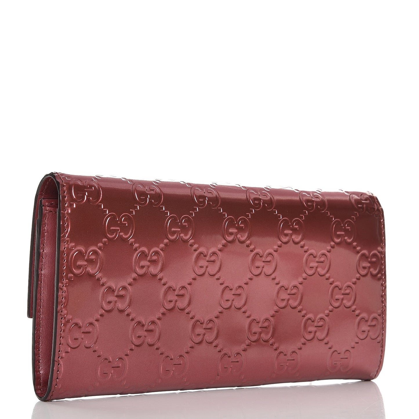 Shine Guccissima Lovely Heart Continental Wallet Tibet Red