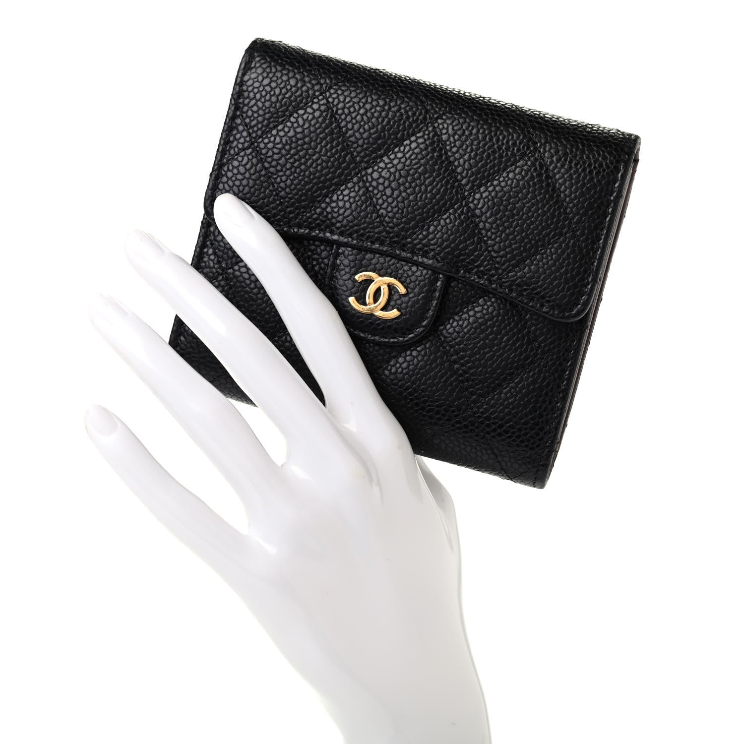 Chanel Caviar Quilted Compact Flap Wallet Black 2 of 8