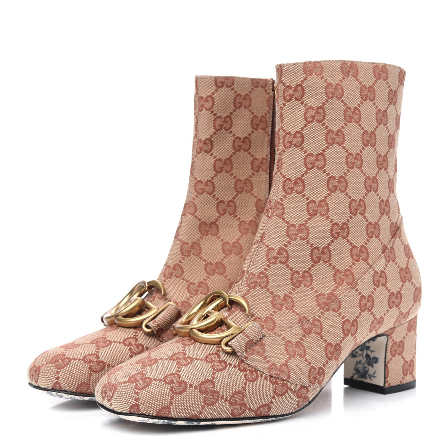 Monogram Malaga Kid GG Victoire 55mm Ankle Boots 39.5 Beige Ruggine Rust