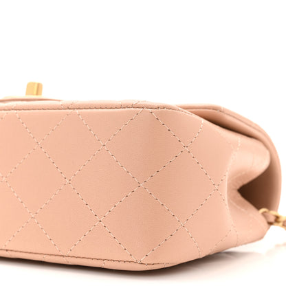 Chanel Lambskin Quilted Mini Top Handle Rectangular Flap Beige 10 of 10