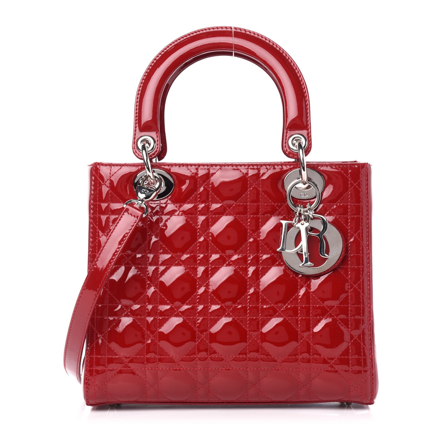 Patent Cannage Medium Lady Dior Red