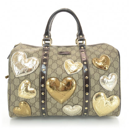 Gucci Monogram Guccissima Hearts Studded Medium Joy Boston Dark Brown 1 of 7