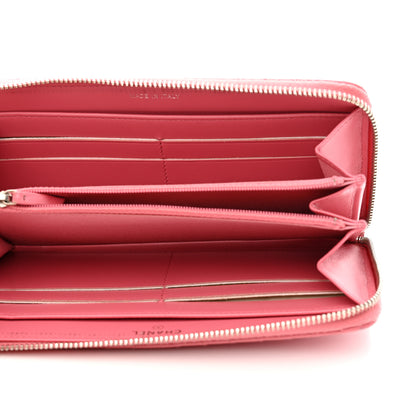Chanel Caviar Chevron Large Gusset Zip Around Wallet Pink 5 of 9