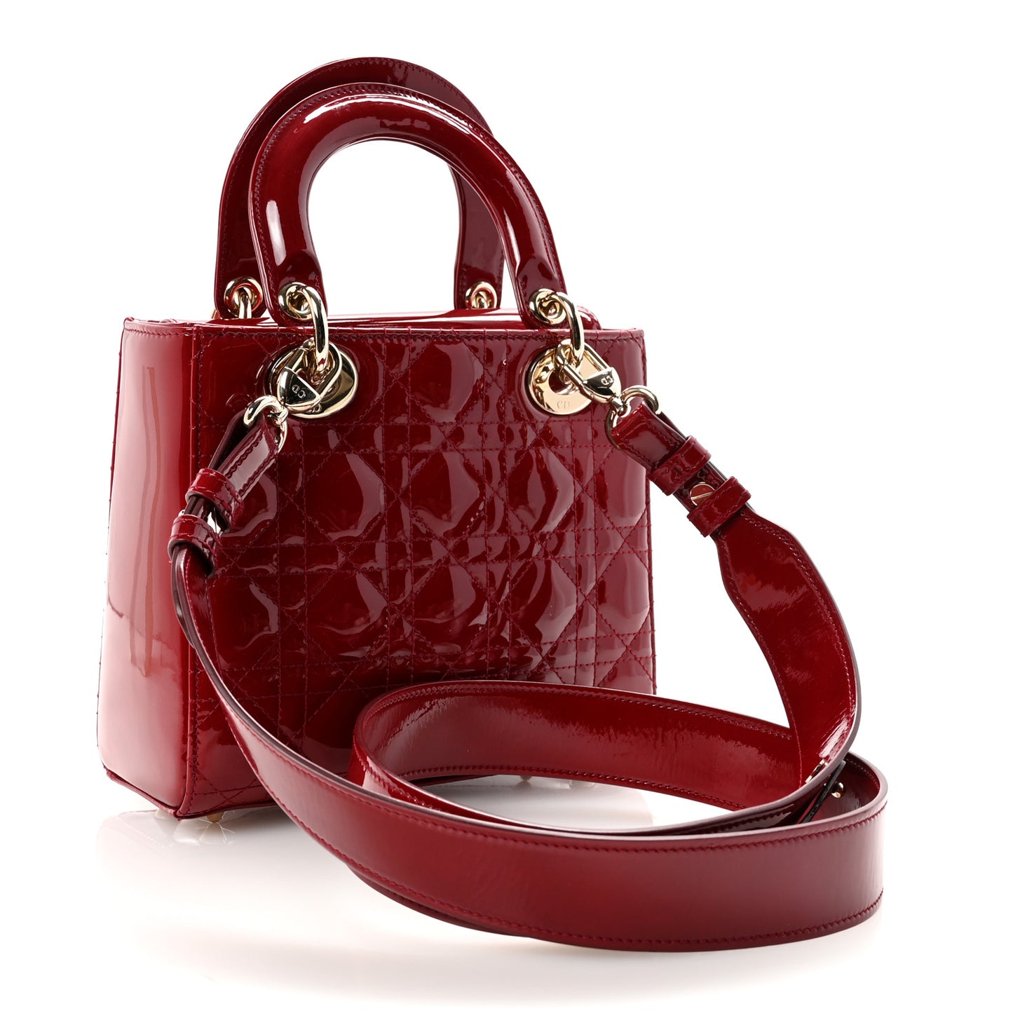 Patent Cannage Small My ABCDior Lady Dior Cherry Red