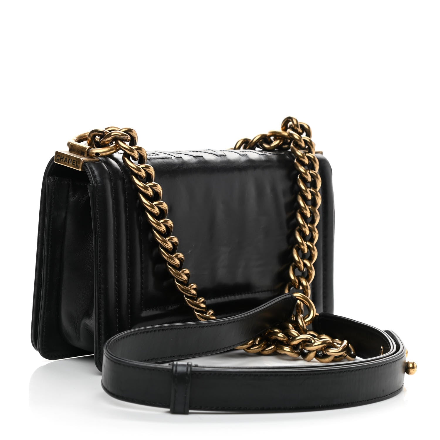 Chanel Glazed Calfskin Small Boy Flap Black 2 of 8