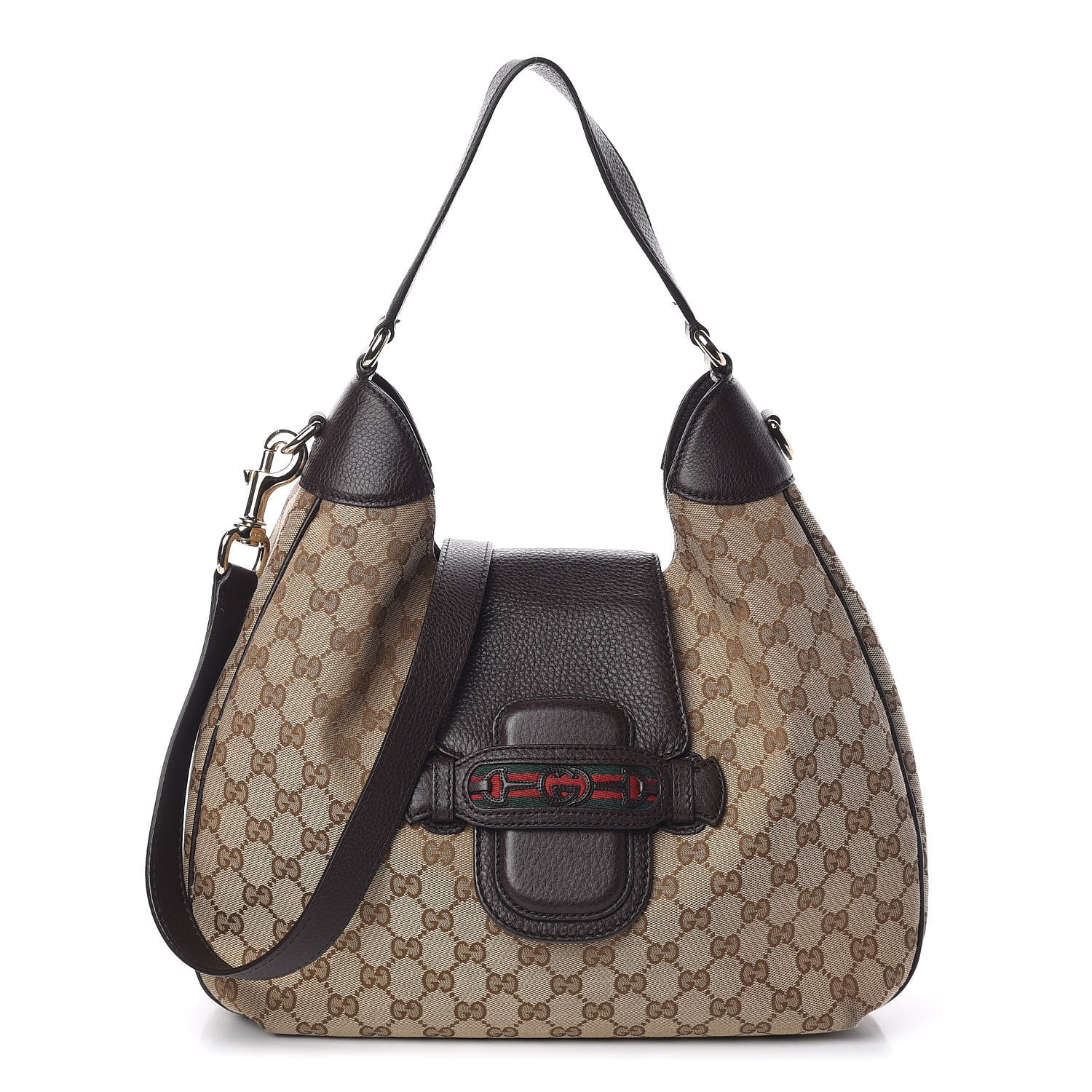 Gucci Monogram Web Medium Dressage Hobo Dark Brown 1 of 10