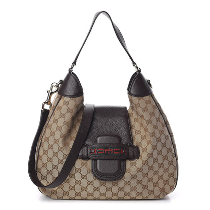 Gucci Monogram Web Medium Dressage Hobo Dark Brown 1 of 10