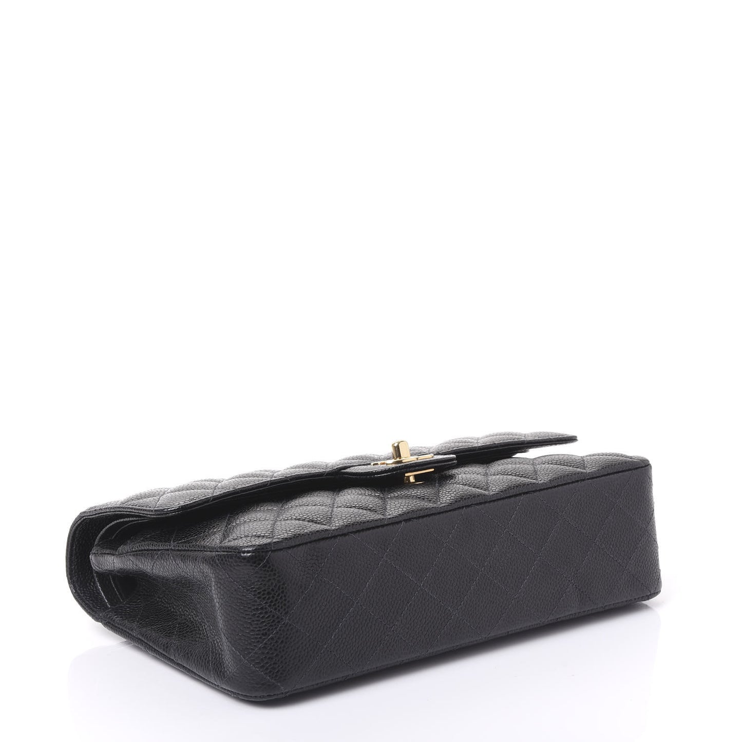 Caviar Quilted Medium Double Flap Black