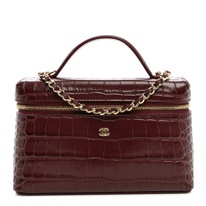 Chanel Calfskin Crocodile Embossed Crococo Exoticoco Vanity With Chain  Dark Burgundy 1 of 11