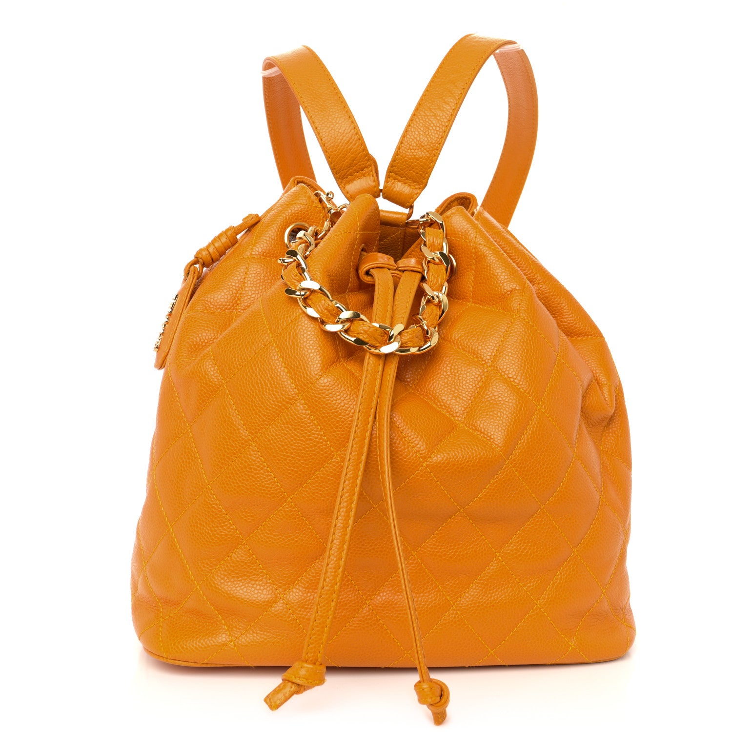 Chanel Caviar Quilted Drawstring Backpack Yellow 1 of 15