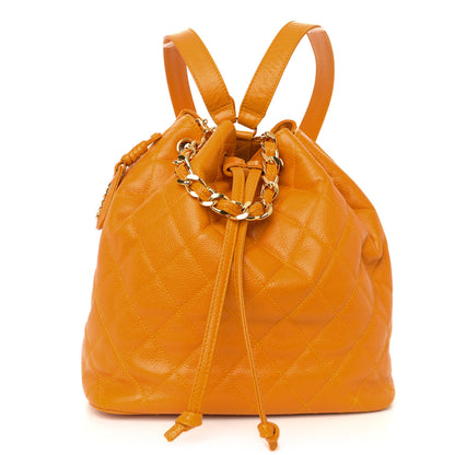 Chanel Caviar Quilted Drawstring Backpack Yellow 1 of 15