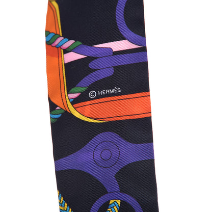 Hermes Silk Panoplie Equestre Twilly Caban Violet Orange 4 of 5