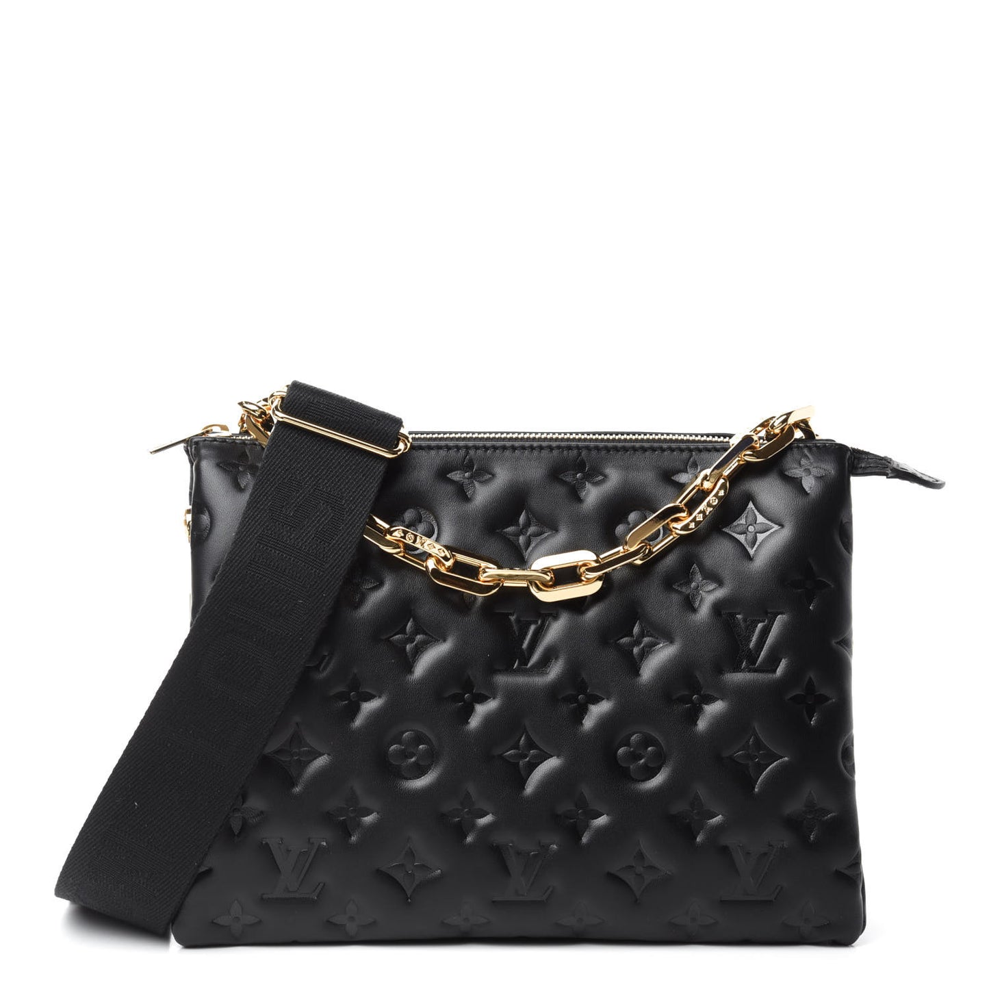 Lambskin Embossed Monogram Coussin PM Black