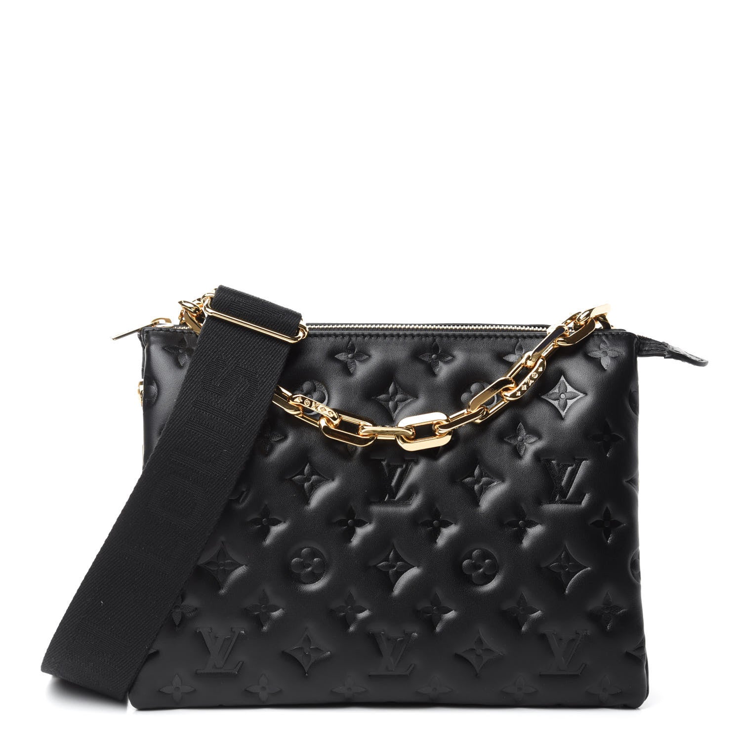 Louis Vuitton Lambskin Embossed Monogram Coussin PM Black 1 of 9
