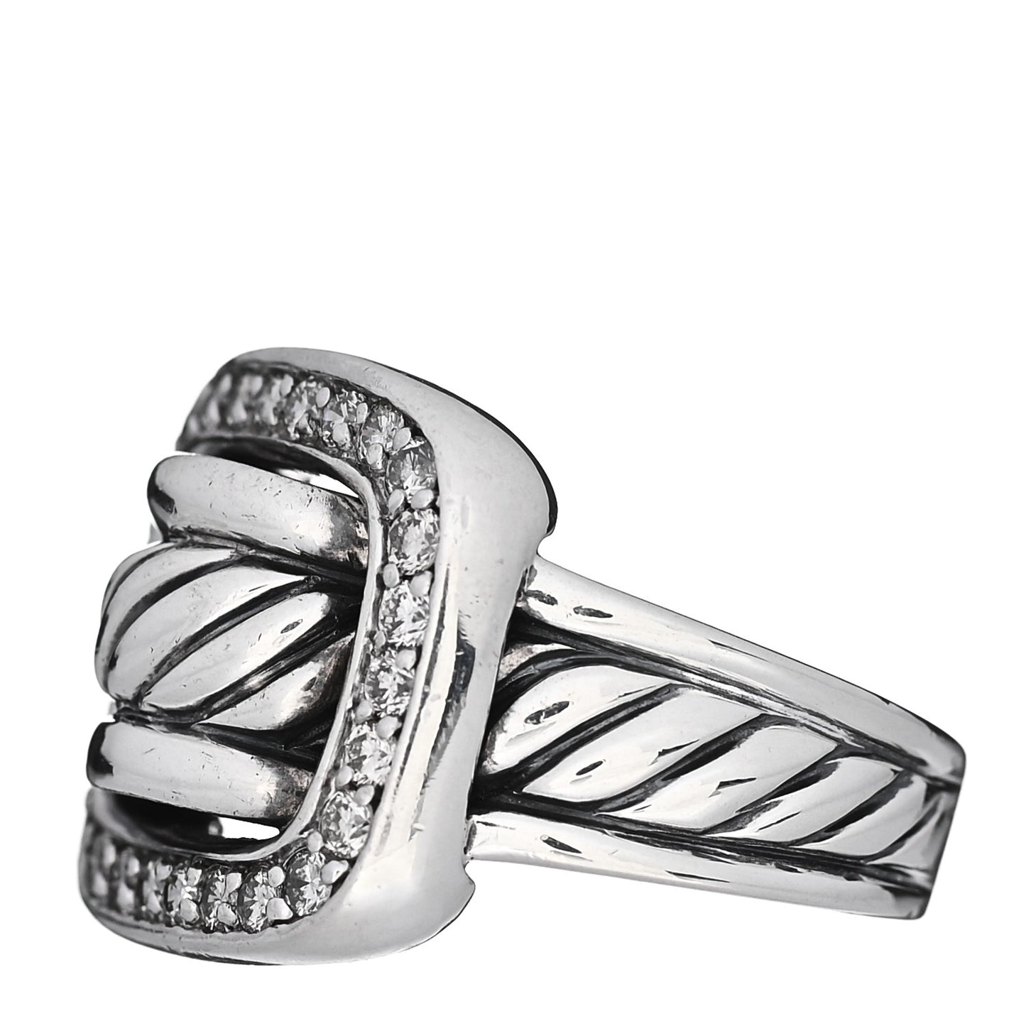 Sterling Silver Diamond Buckle Ring 54 7