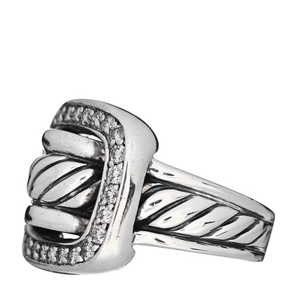 David Yurman Sterling Silver Diamond Buckle Ring 54 7 3 of 5