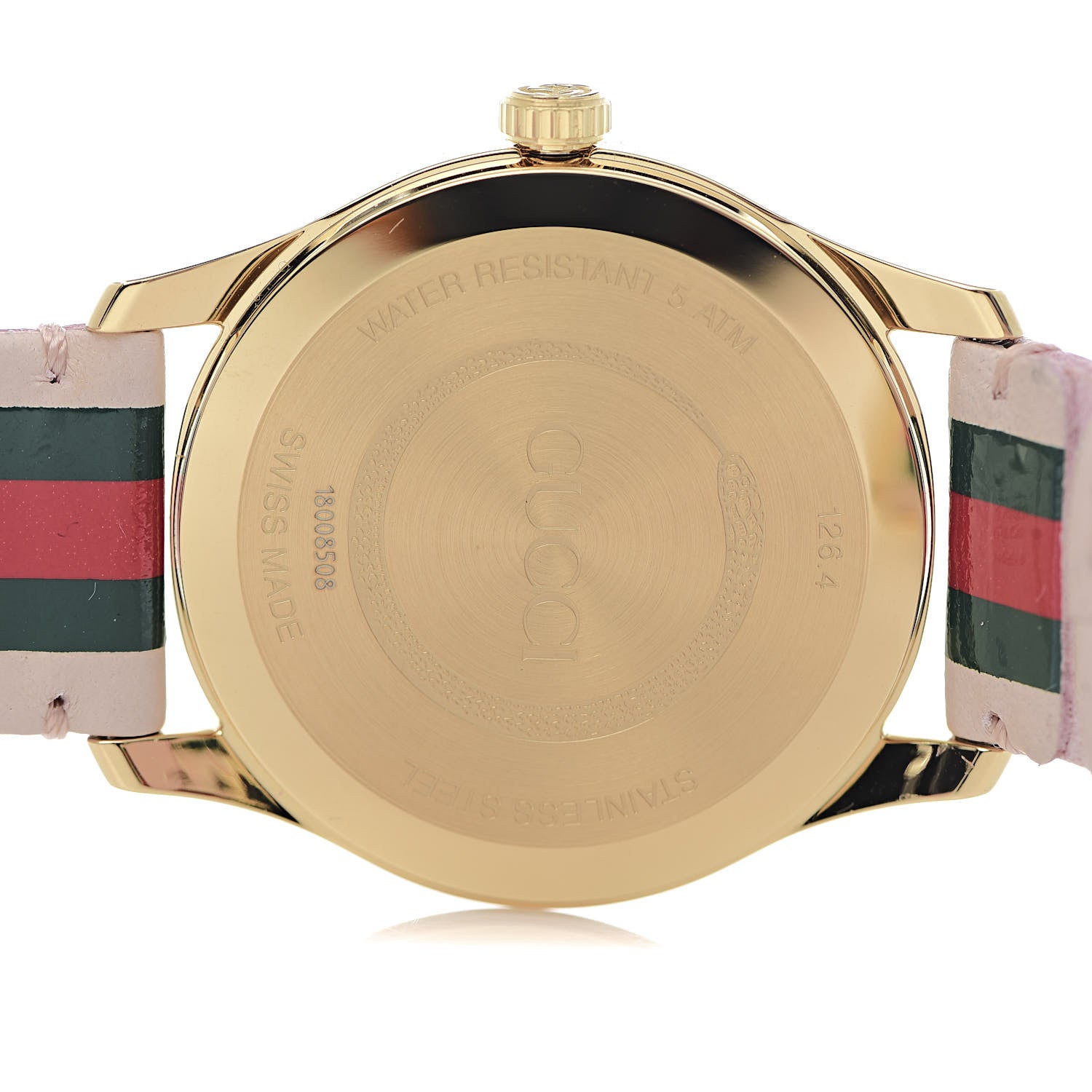Gucci Stainless Steel Calfskin 38mm G-Timeless Stripe Web Quartz Watch Pink 5 of 6