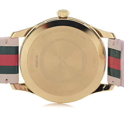 Gucci Stainless Steel Calfskin 38mm G-Timeless Stripe Web Quartz Watch Pink 5 of 6