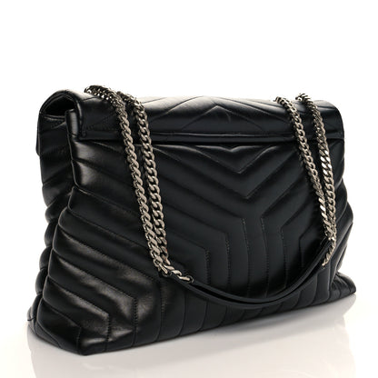 Saint Laurent Calfskin Y Quilted Monogram Large Loulou Chain Satchel Black 2 of 9