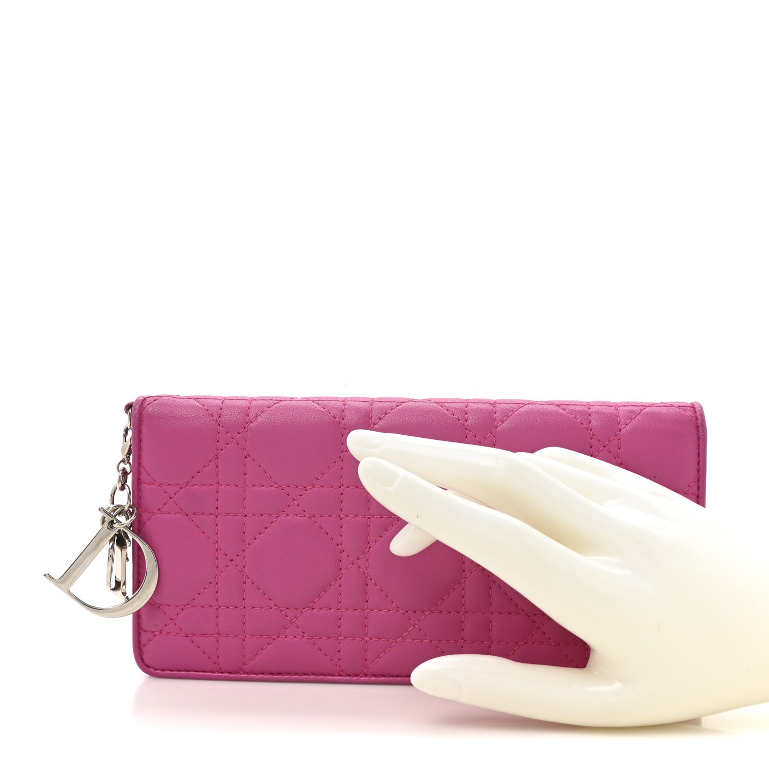 Christian Dior Lambskin Cannage Lady Dior Wallet Organizer Rose