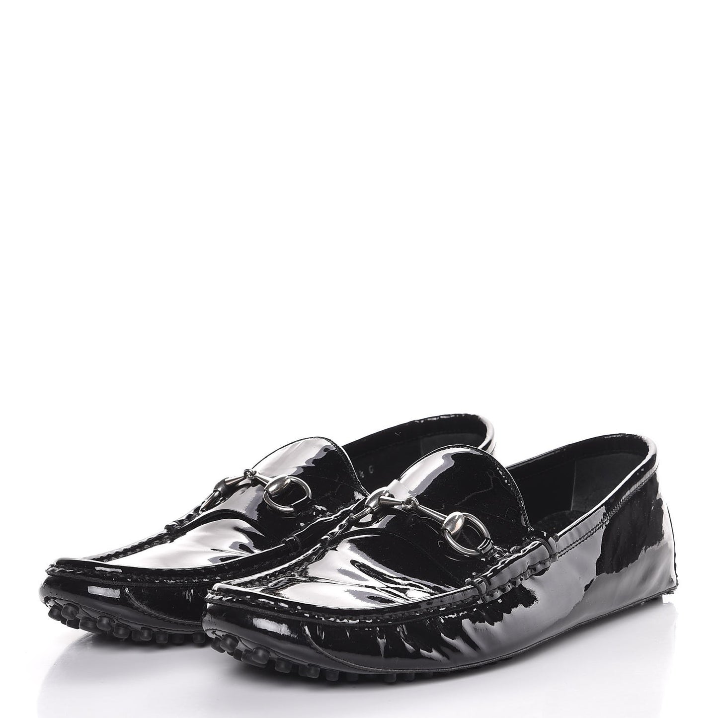 Men's Patent Horsebit Driver Loafers 10.5 Black