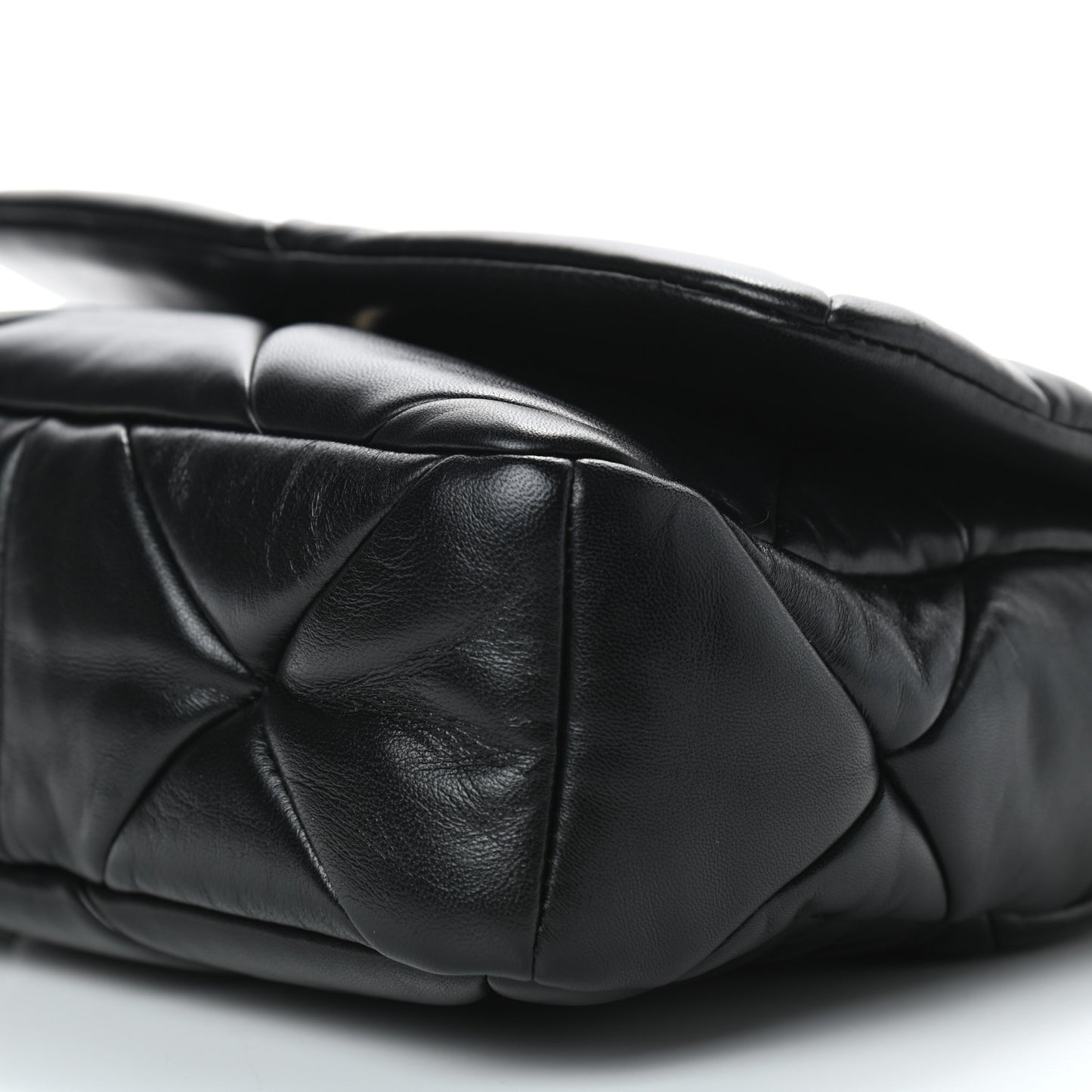 Nappa Re-Nylon Triangle Quilted Patchwork System Flap Shoulder Bag Black