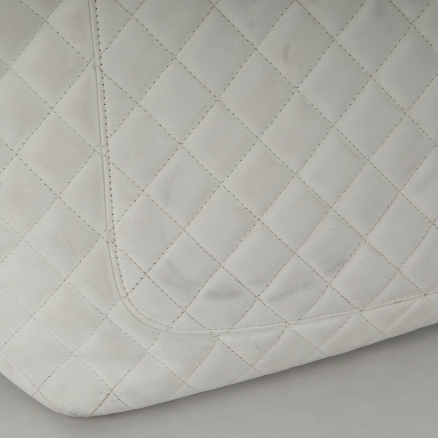Calfskin Quilted Python Large Cambon Tote White