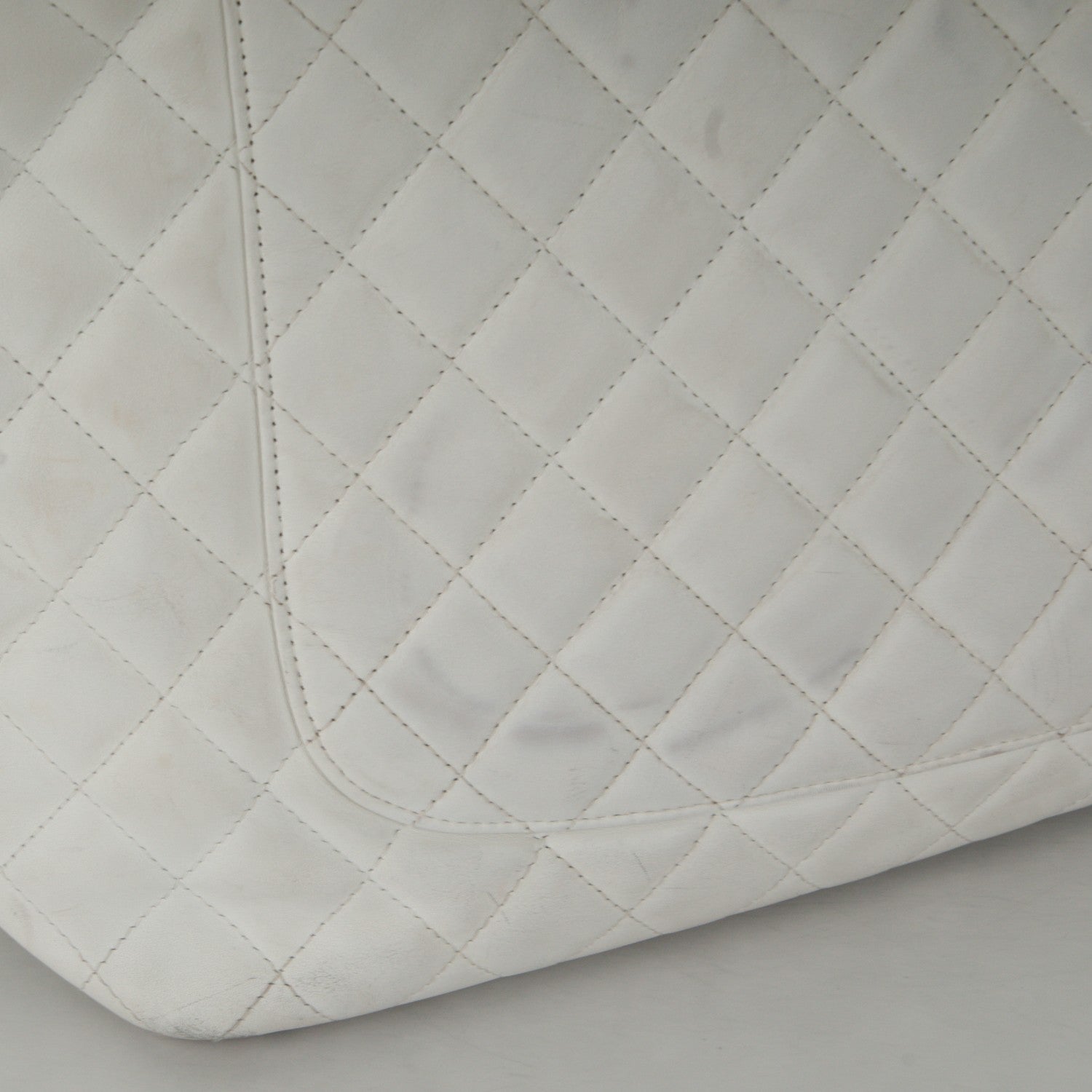 Chanel Calfskin Quilted Python Large Cambon Tote White 13 of 20
