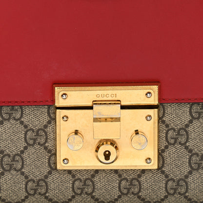 Gucci GG Supreme Monogram Calfskin Medium Padlock Shoulder Bag Beige Hibiscus Red New Rosette 11 of 12