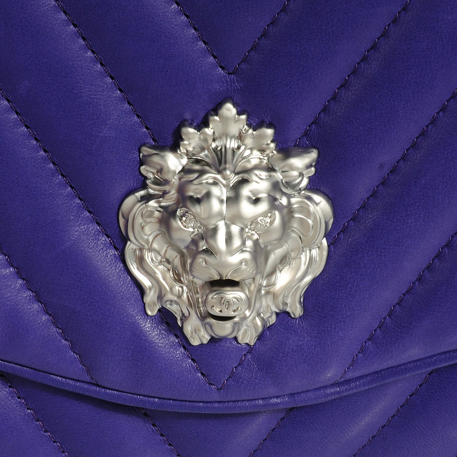 Chanel Lambskin Chevron Medium Leo Lion Flap Violet Fonce 10 of 10