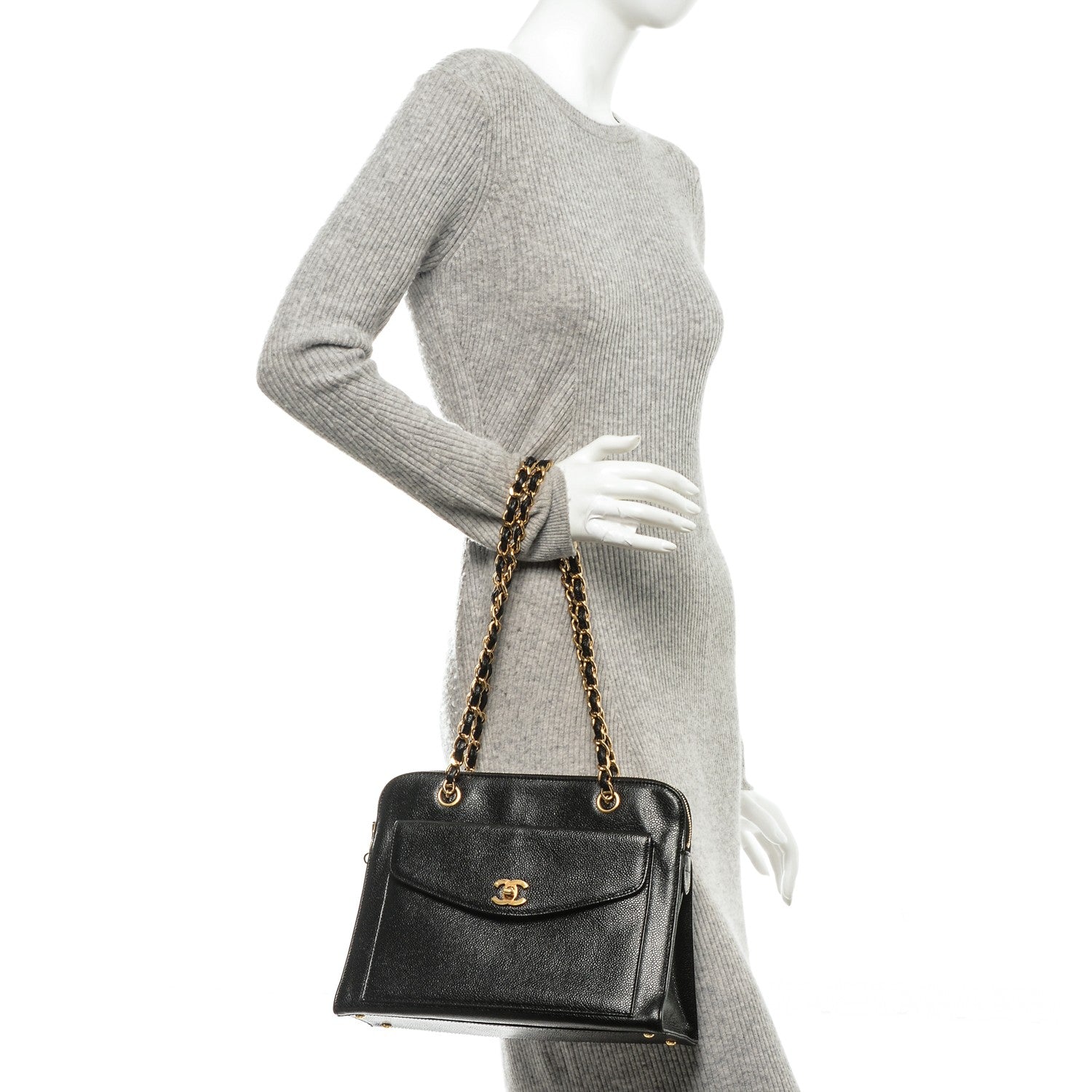 Chanel Caviar Flap Shoulder Bag Black 2 of 9