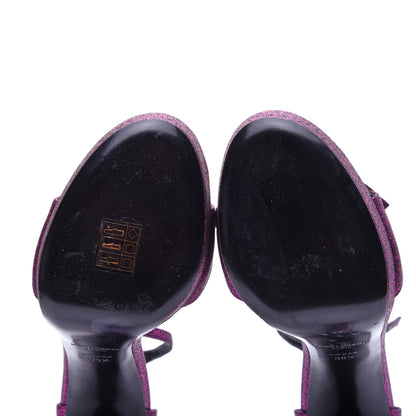 Saint Laurent Glitter Hall Platform Sandals 39.5 Purple 11 of 13