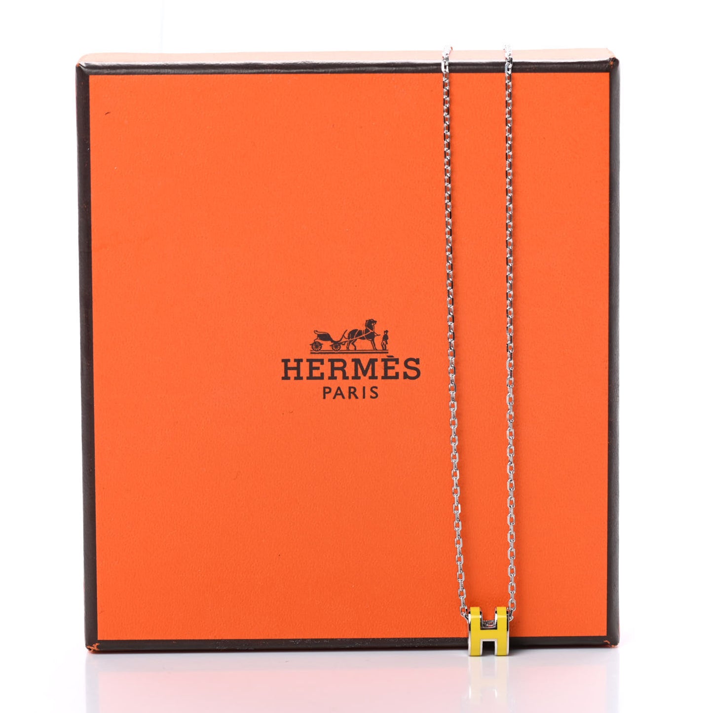Lacquered Palladium Mini Pop H Pendant Necklace Jaune Sature