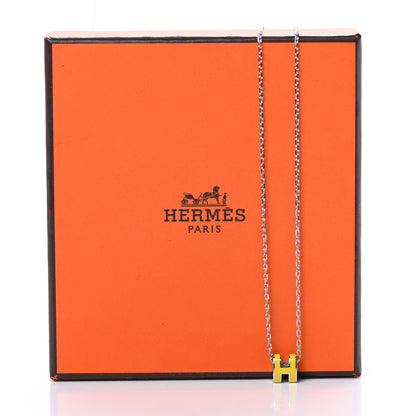 Hermes Lacquered Palladium Mini Pop H Pendant Necklace Jaune Sature 5 of 5