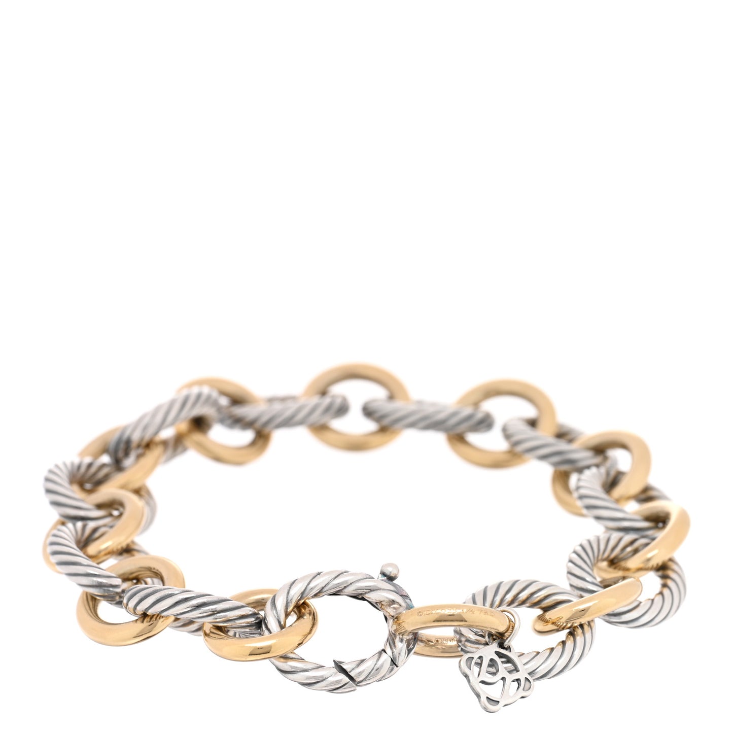 Sterling Silver 18K Yellow Gold 10mm Medium Oval Link Bracelet