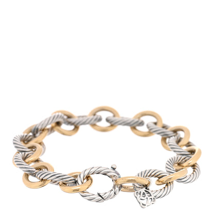 David Yurman Sterling Silver 18K Yellow Gold 10mm Medium Oval Link Bracelet 2 of 3
