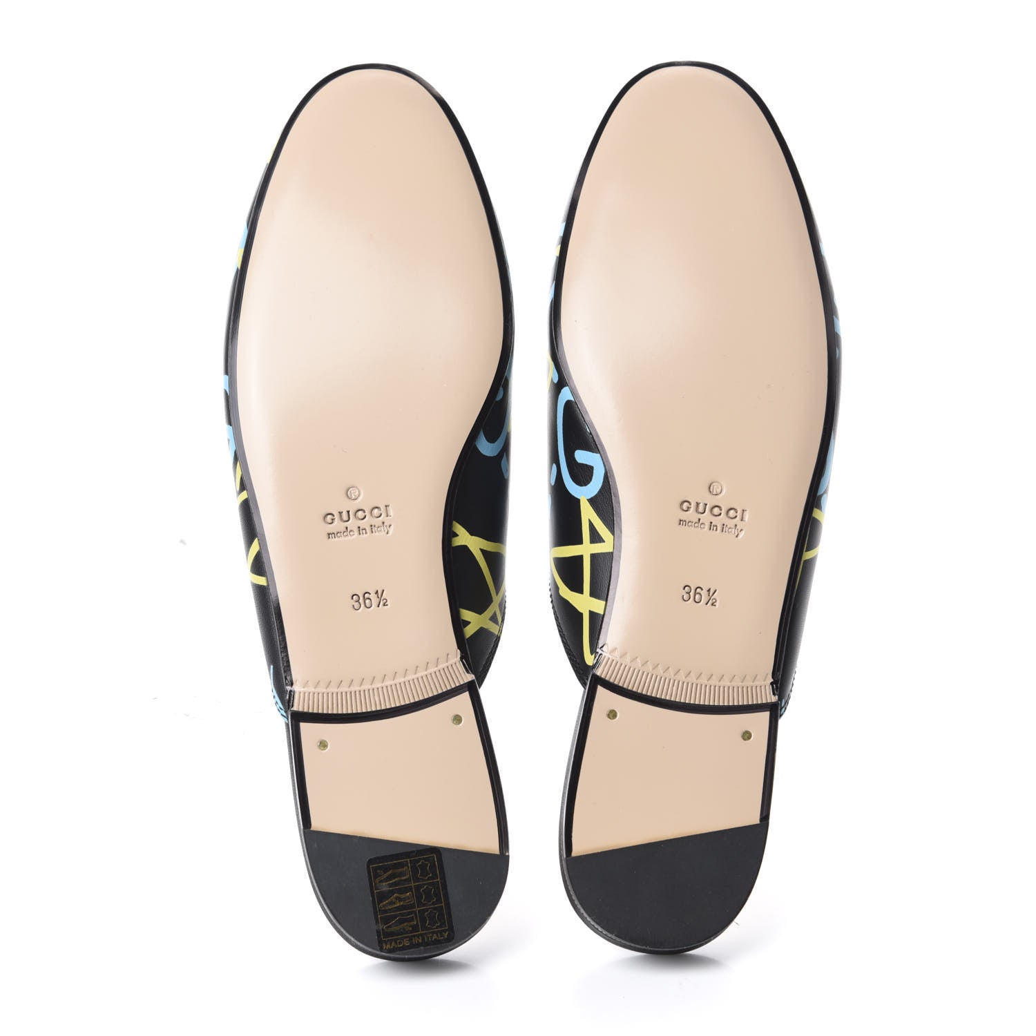 Gucci Calfskin GucciGhost Print Womens Princetown Slippers 36.5 Black New Acquamarine 6 of 10