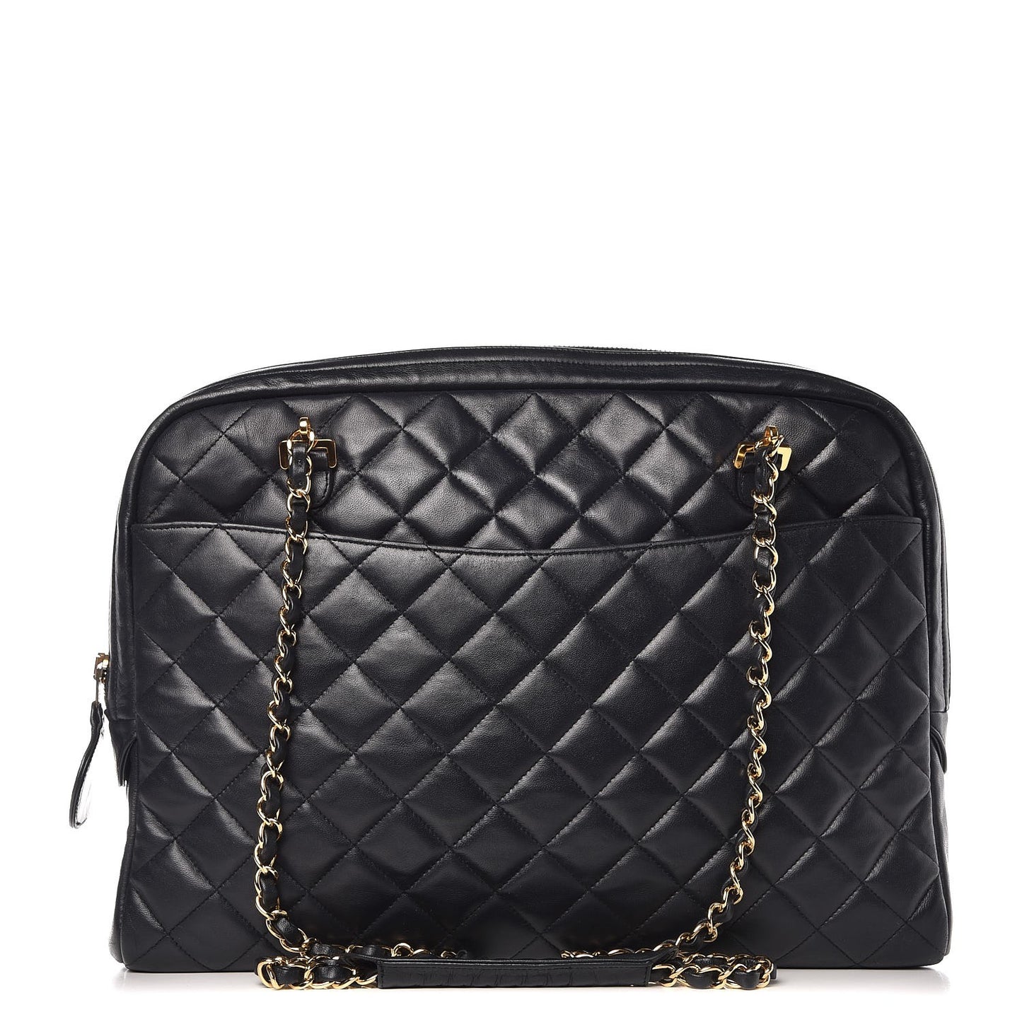 Lambskin Quilted Large Camera Case Navy Blue