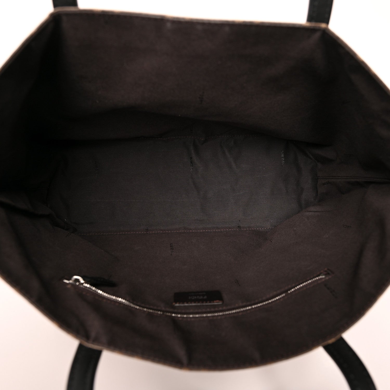 Fendi Glazed Fabric Vitello Century FF 1974 Stamp Patch Shopping Tote Mogano Panna Black 5 of 12