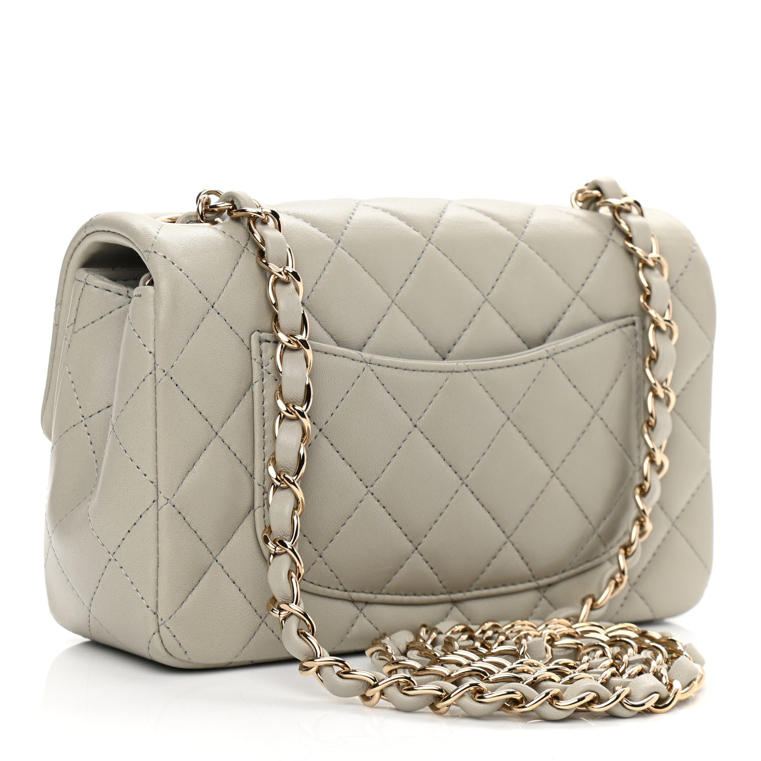 Chanel Lambskin Quilted Mini Rectangular Flap Grey 3 of 10