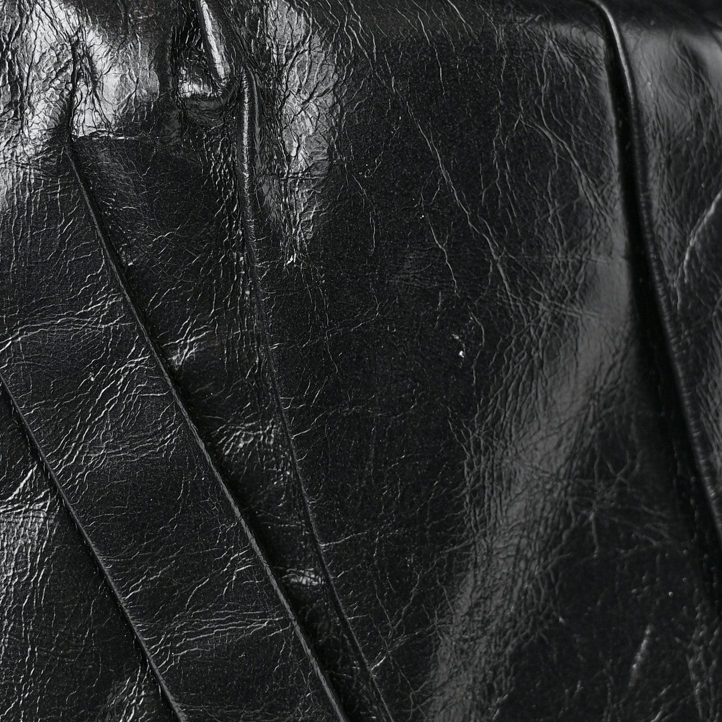 Glazed Calfskin Twisted Maxi Flap Black