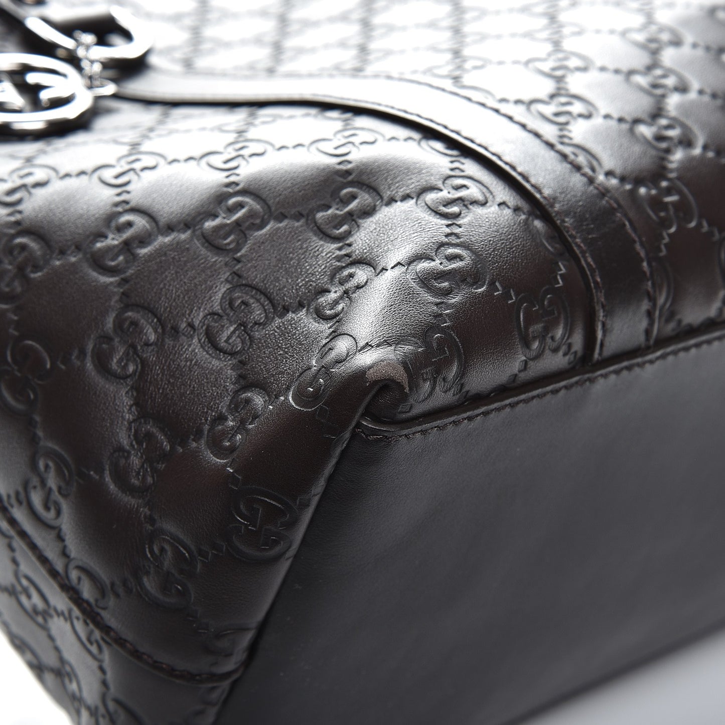 Guccissima Medium GG Charm Dome Satchel Dark Brown