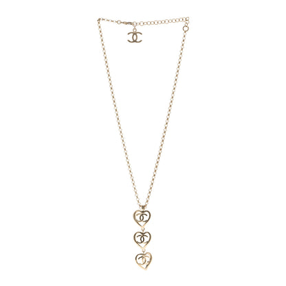 Chanel Metal CC Heart Coco In Love Drop Necklace Gold 3 of 4